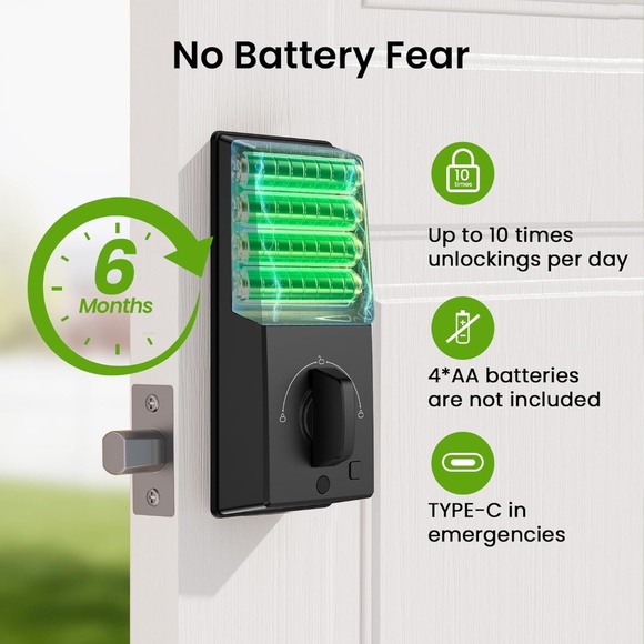 GHome Smart Door Lock KD30, Fingerprint Smart Deadbolt for Front Door keyless - Picture 5 of 7